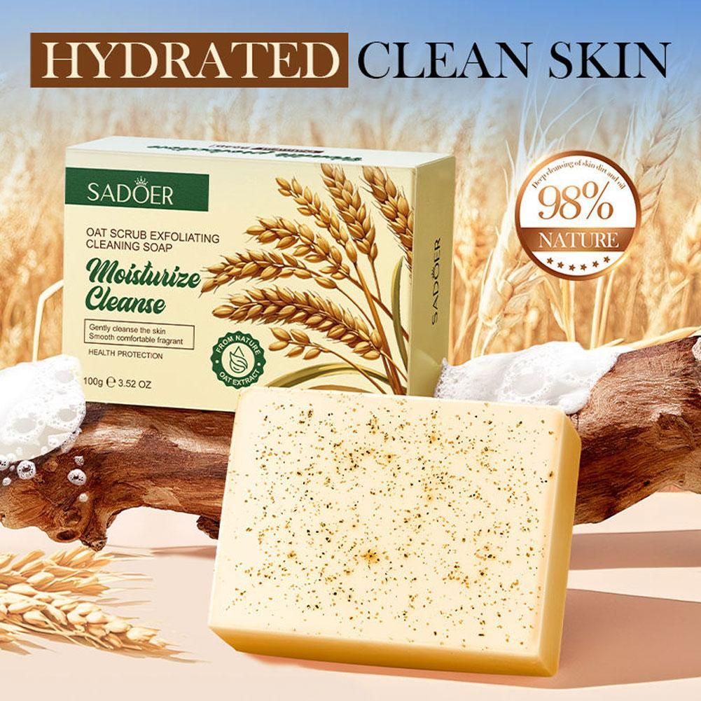 Skincare Oat - オート麦スクラブ角質除去洗浄石鹸穏やかな保湿ディープクリーンボディフェイシャルソープ美白美白入浴石鹸スキンケア