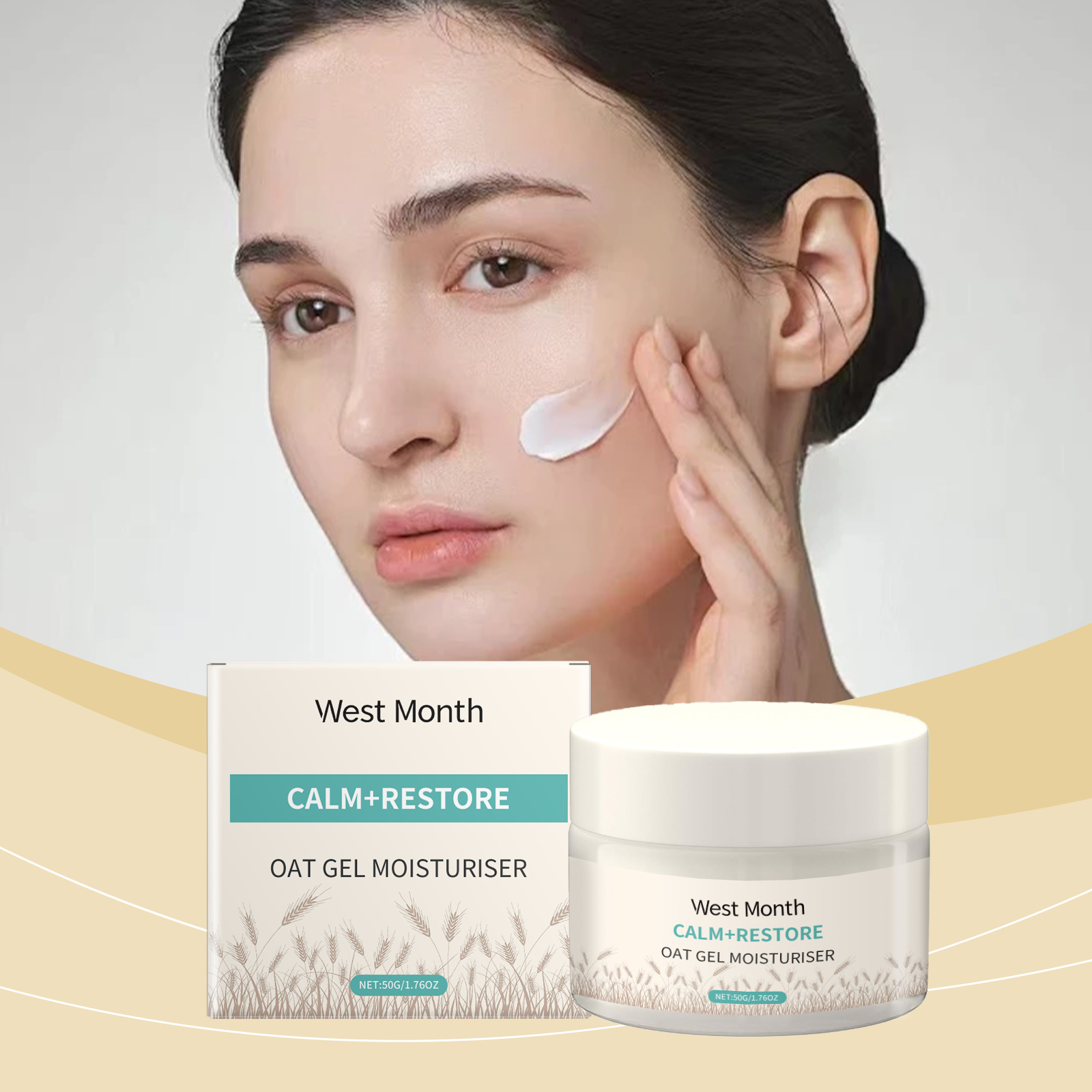 Skincare Oat - 50g オートミール保湿フェイスクリーム：深層栄養、優しいスキンケア、保湿＆水分補給ローション