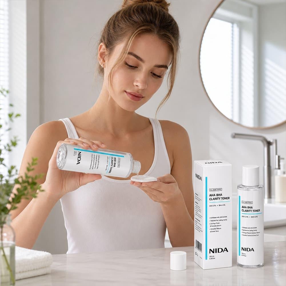 NIDA ハイドレーティング クラリファイング スキンケアセ - Aha Bha Exfoliant のレビューと価格