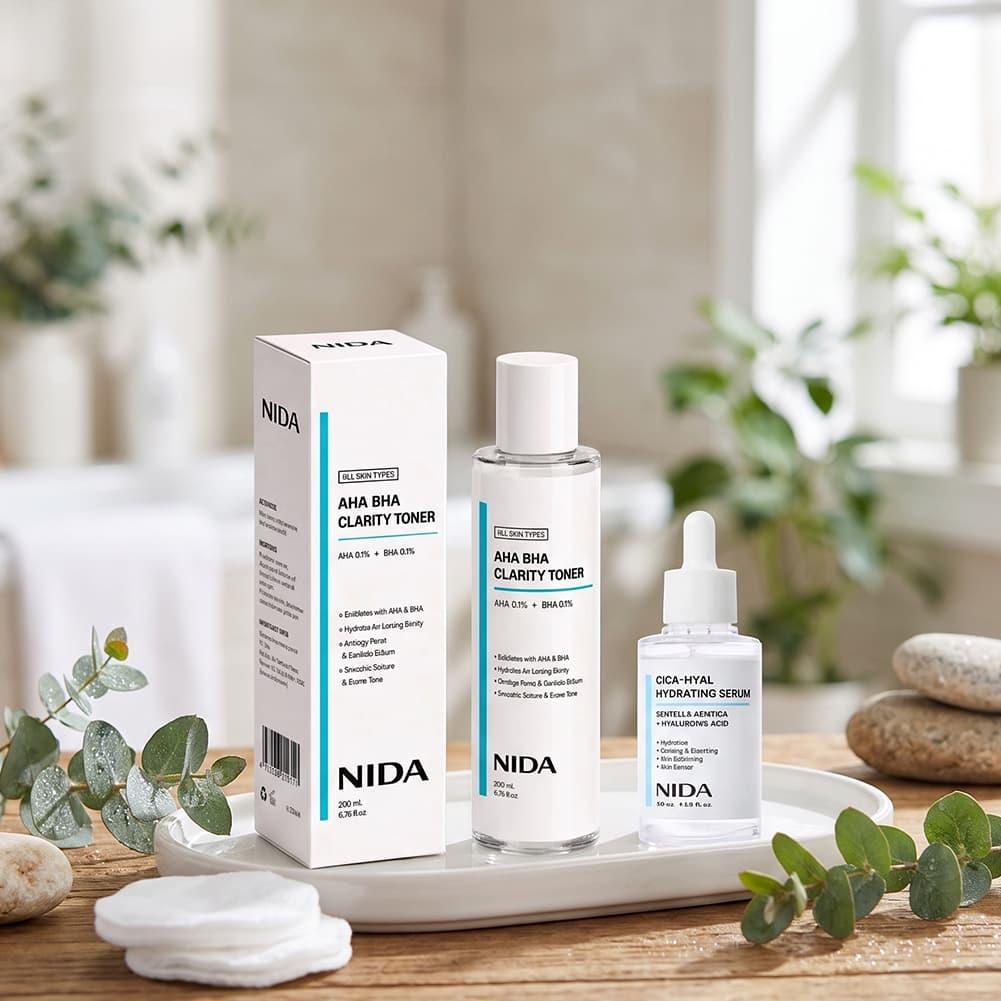 NIDA ハイドレーティング クラリファイング スキンケアセ - Aha Bha Exfoliant のレビューと価格